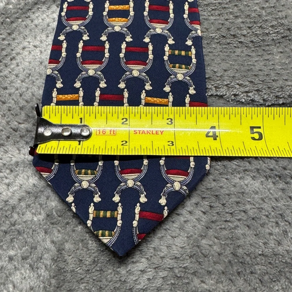 UNICEF Men Silk Tie Navy Blue Renaissance Throne Chair Novelty Print Made in USA